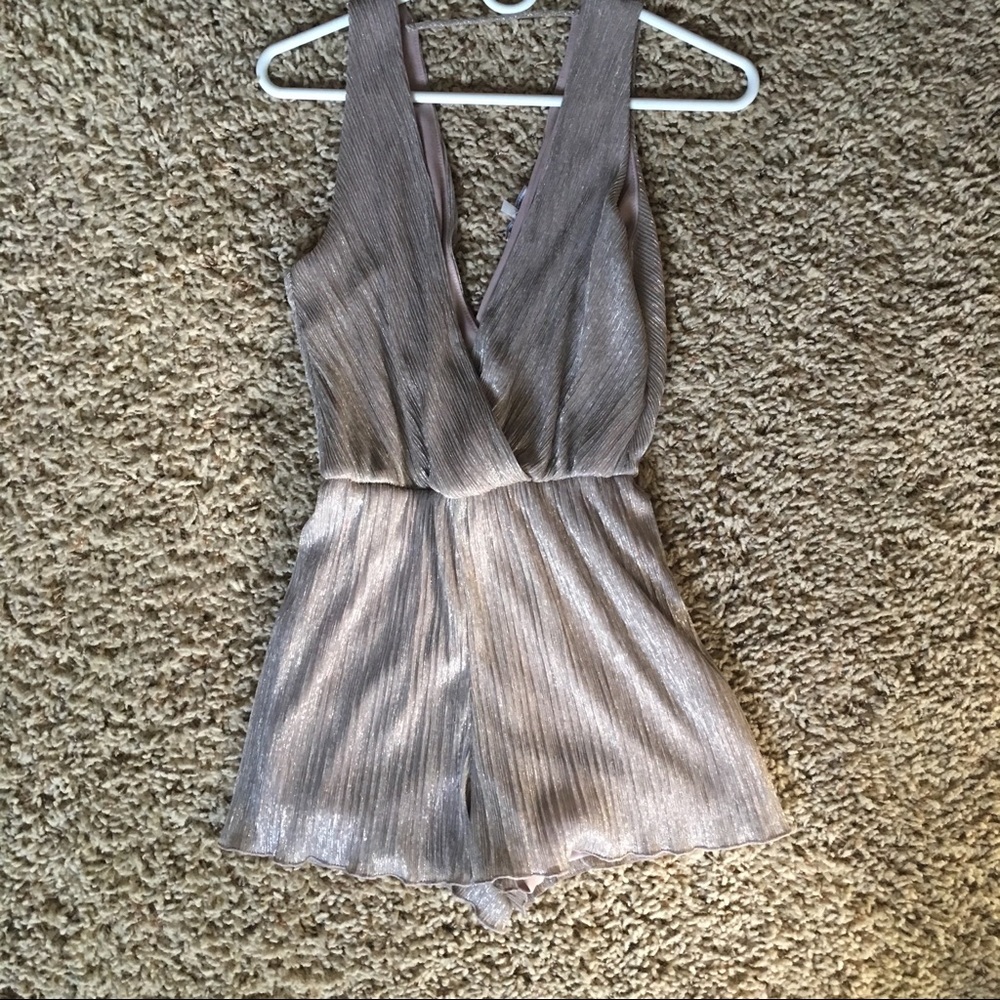 Gold Deep V-Neck Romper